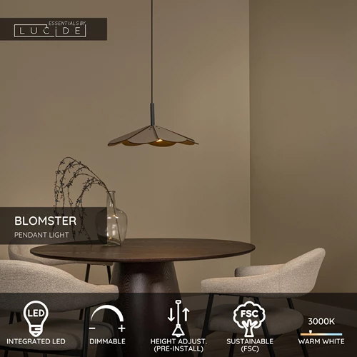 Lucide BLOMSTER - Pendant light - Ø 47 cm - LED Dim. - 1x9W 3000K - Taupe | Essential - USP